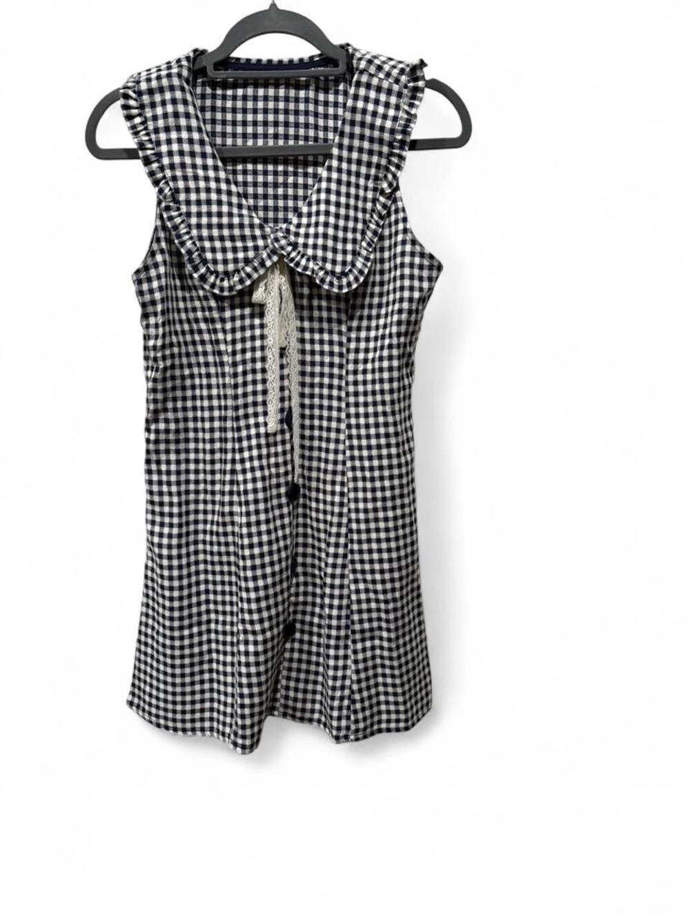 Cider Gingham Sleeveless Button-Front Dress with Peter Pan Collar